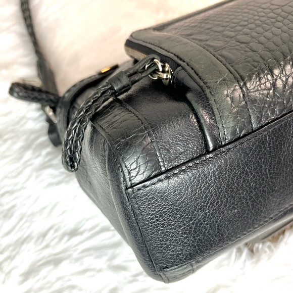 BRIGHTON Croc Embossed with Leather Trim Braid Bag, Black D880058 - Picture 8 of 16